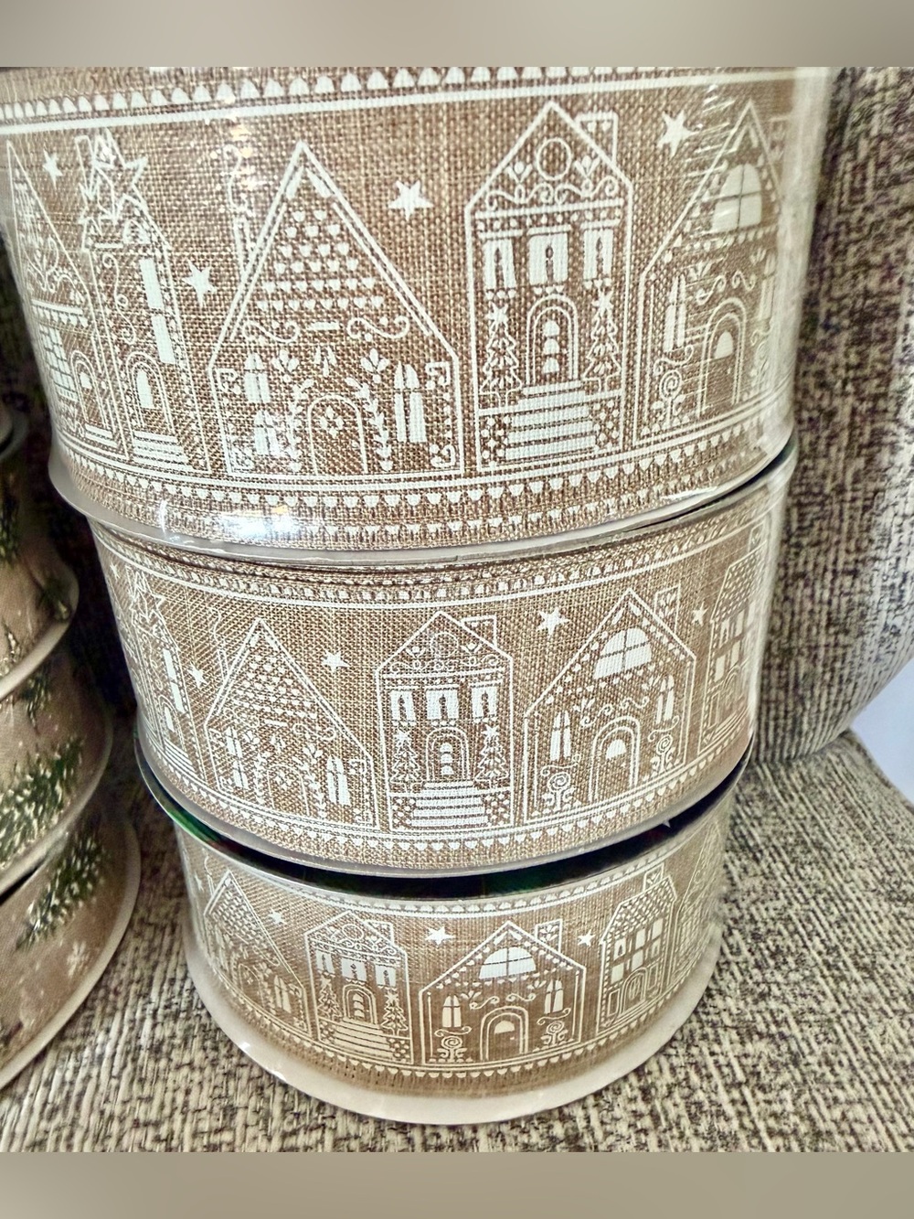 Neutral Beige Gingerbread House Decorative Tin Set - Home Accents